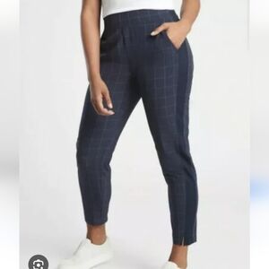Athleta Brooklyn Textured Ankle Pant  Windowpane Navy size 26